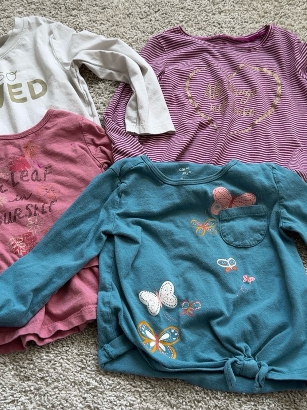 Lot of four toddler girl long sleeve shirts